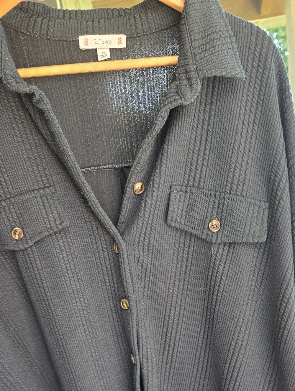 Dark Green Textured Ribbed Button Up Jacket - Picture 10 of 10